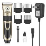 Pet Clippers-Professional Electric Pet Hair Shaver with 4 Guard Combs ,Cordless & Rechargeable, Dual Stainless Steel & Ceramic Blades, Cat & Dog Grooming, Trimming, Shaving, Clipping, Highly Portable