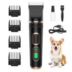 ZIIDII Dog Clippers,3 Speed Rechargeable Pet Grooming Kit with LED Display,Waterproof Blade Low Noise Hair Trimmer Clipper for Dogs Cats and Other Pets