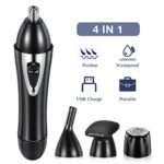 4 IN 1 Facial Hair Removal Set, LARMHOI USB Rechargeable Nose and Ear Hair Trimmer with Nose Trimmer, Ear Hair Trimmer, Eyebrow Trimmer, Waterproof Hair and Beard Cleaning System for Men, Women