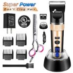 Gimars Dog Clippers, Newest 3.0 Motor More Powerful Cutting Smoothly Cordless Dog Trimmer Grooming Shaver Kit Professional Electric Pet Hair Clippers for Thick Curl Coats, Cat, Dog and Other Animal
