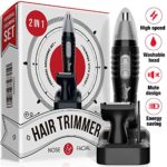 Nose Hair Trimmer for Men – Facial Hair Trimmer for Men, Electric Beard Nose and Ear Hair Trimmer IPX7 Waterproof, Powerful Mute Motor, Double-Edge Stainless Steel Blades