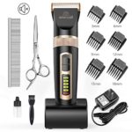 oneisall Dog Clippers Professional, 2-Speed Quiet Rechargeable Cordless Pet Grooming Hair Clippers Set for Small and Large Dogs Cats-Black