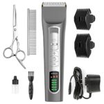 oneisall Dog Clippers Heavy Duty, 3-Speed Rechargeable Cordless Pet Grooming Hair Clippers Set Professional Shaver for Small Medium Large Dogs Cats – Grey