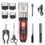 POPOY Pet Dog Electric Hair Clipper Low Noise Cordless Rechargeable Profession Fast Cutting Red (RED)