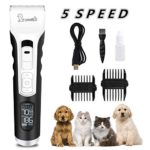 Pecute Dog Clippers Rechargeable Pet Clippers – 5 Speeds LCD Display, 50 DB Ultra-Quiet Hair Clippers Set with 4h Work Time, Dog Trimmer Cordless Pet Grooming Tool Dog Hair Trimmer for Dogs Cats Pets