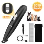 Peroom Dog Clippers, Professional 2-Speed Dog Grooming Clippers Kit, USB Rechargeable Low Noise Cordless Electric Pet Clippers for Small Dogs and Cats Hair Around Face, Paws, Eyes, Ears, Rump