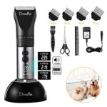Domipet Dog Electric Grooming Clippers Cordless Low Noise Pet Shaver Trimmer Professional Quiet for Small Medium Large Dogs Cats 360°Rechargeable Base 3-Speed with Intelligent LCD Reminder