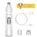 Dog Nail Grinder, 2-Speed Electric Dog Nail Clippers Trimmer Grinder, Portable Rechargeable Low Noise Pet Nail Grinder for Small Medium Large Dogs Cats Pets Painless Paws Grooming, 2 Grinding Wheels