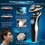 Electric Shavers for Men, Mens Electric Razor 4 in 1 Dry Wet Waterproof Rotary Shaver Portable Face Shaver Travel Rechargeable USB Cordless with Nose Trimmer Facial Cleaning Brush for Dad Husband Man