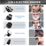 Electric Shaver for Men, RUEOO 5D Floating Head Rechargeable Cordless Electric Razor, IPX6 Waterproof Wet & Dry Bald Men Shaver, with Hair Trimmer and Face Brush 5-in-1 LED Shaver Grooming Kit