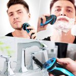 MOOSOO Electric Razor, Rechargeable Electric Shaver 100% Waterproof Wet & Dry Rotary Shavers for Men Electric Shaving Razors with Pop-up Trimmer, LED Display 100 Mins Battery Life for Shaving, G2