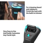 ROAMAN Electric Razor for Men Electric Shaver Rechargeable 100% Waterproof IPX7 Wet & Dry Rotary Electric Shaving Razors Portable Face Shaver Cordless Travel USB with Pop-up Trimmer, Blue