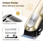 OMORC Dog Grooming Kit, Professional High Power Dog Clippers for Thick Heavy Coats Low Noise Heavy Duty Dog Grooming Clippers Pet Clippers Trimmer with 8 Comb Guides Scissors Small & Large Dog Cat Pet