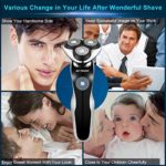 Vifycim Electric Shavers for Men Razor, 4 in 1 Dry Wet Waterproof Men’s Rotary Shaver Cordless Face Razor Travel Rechargeable USB Portable Nose Trimmer Facial Cleaning Brush for Man Dad, Husband