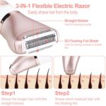 Electric Razor for Women, Tencoz Hair Removal for Women 2 in 1 Wet & Dry Painless Rechargeable for Legs Underarms and Bikini Pop-Up Trimmer 2 Changeable Trimmer Heads (Rose Gold)