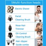 Electric Shavers for Men, COYZOR 5 in 1 Head Shavers for Bald LED Mens Electric Shaving Razors Faster Charging 5D Floating Electric Razors Cordless Rotary Shaver Grooming Kit with Clippers Sliver
