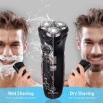 Electric Shaver for Men MOOSOO Electric Razor 3D Rotary Shaver with Floating Heads, IPX7 100% Waterproof Shavers for Travel, Dry Wet Cordless POP-UP Beard Trimmer for Men’s Shaving, 3300 RPM Motor G6