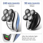 Upmore Electric Razor for Men, 5-in-1 Electric Shavers for Bald Head Men Shaver Razor Grooming Kit with Nose Hair Trimmer Facial Cleaning Brush Sideburn Trimmer, Cordless and Rechargeable