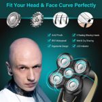 Electric Shavers for Men, 4 in 1 Bald Head Shaver with LED, Rechargeable Wet & Dry Electric Razor with Clipper, Nose Trimmer, Facial Brushes Electric Razor for Men Grooming Kit – Type-C Charge