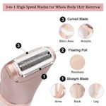 Electric Razor for Women – RenFox 2 in 1 Shaver for Women Bikini Legs Armpit Face Wet & Dry Painless Rechargeable Bikini Trimmer 2 Changeable Trimmer Heads (Rose Gold)