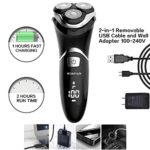 ROAMAN Electric Razor for Men,Rechargeable 3D Rotary Mens Electric Shaver Wet Dry IPX7 Waterproof with Pop-up Beard Trimmer,Corded Cordless Play,Wall Adapter 100-240v Best Worldwide Travel Gift