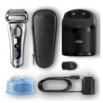 Braun Electric Razor for Men, Series 9 9291cc Electric Foil Shaver with Precision Beard Trimmer, Rechargeable, Wet & Dry, Clean & Charge Station and Leather Travel Case