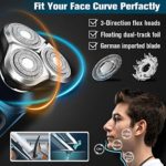 Vifycim Electric Shavers for Men, Mens Electric Razor, Dry Wet Waterproof Man Rotary Facial Shaver Face Shaver Cordless Travel Usb Rechargeable with Beard Trimmer Led Display for Husband Shaving
