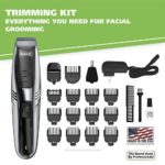 Wahl Model 9870-100 Vacuum Trimmer Kit with Powerful Suction for Beards, Facial Hair, Stubble, Nose & Ear Hair Clipping – Lithium Ion Powered Electric Shaver With 22 Individual Cutting Lengths