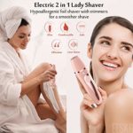 Electric Razor for Women, EESKA 2-in-1 Womens Shaver for Face Legs and Underarm, Portable Bikini Trimmer Ladies Shaver, IPX7 Waterproof Wet and Dry Hair Removal, Type C USB Recharge Pink