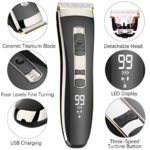 Hair Clippers for Men, DUSASA Professional Cordless Rechargeable Electric Trimmer, 3-Speed Adjustment Hair Cutting Kit with LED Display, Hair Trimmer with Oil and Brush, 4 Guide Combs Set