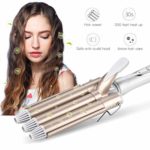CkeyiN Three Barrel Curling Iron Wand With 1 Heat Resistant Glove, Professional Tourmaline Ceramic Fast Heating 1 Inch Hair Waver Curler for All Types of Hair (Gold)