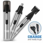 SCHON Stainless Steel 3-in-1 Nose, Eyebrow & Facial Hair Trimmer, Rechargeable With Soft Carry Bag Included