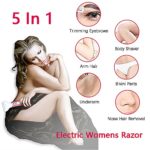 SIMOULI Electric Razor for Women,5 in 1 Womens Shaver Electric Bikini Trimmer Pubic Hair Removal Wet & Dry Painless Shaver for Legs Underarms Eyebrow Face Nose and Bikini Line Razor Women