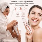 Electric Razor for Women, EESKA Women Razors for Shaving Cordless 2-in-1 Shaver for Women Face, Legs and Underarm, Portable Bikini Trimmer IPX7 Waterproof Wet and Dry Hair Removal, Type-C USB Recharge