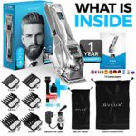 OVLUX Hair Clippers for Men – Professional Cordless Rechargeable Clippers for Hair Cutting, Full Metal Beard Trimmer, Barbers Trimmer, Birthday Gifts for Men, Gifts for Him Dad or Boyfriend, Silver