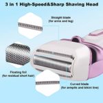 Electric Razor for Women Lady Shaver Bikini Trimmer Body Hair Removal for Legs and Underarms Painless Cordless Rechargeable Wet and Dry Razor with LED Light.