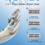 Lady Shaver, Electric Razor for Women Painless Rechargeable Ladies Electric Shaver Wet and Dry Women Razor for Legs and Underarms 3 in 1 Cordless Waterproof Womens Shaver with LED Light