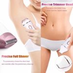 Electric Razors Womens 6 in 1 Shaver Painless Body Hair Removal Bikini Trimmer for Legs Underarms and Bikini Area IPX7 Waterproof Rechargeable Cordless Wet/Dry Beauty Shave Kit