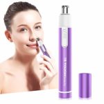 TOUCHBeauty Ear Nose Hair Trimmer for Women |Metal Cover, Safe Cutter System, Mini Pen-Sized, Battery Powered Violet Color 0656