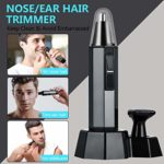Ear and Nose Hair Trimmer for Men Women with LED Light, Portable Electric Painless Nose Trimmer, Eyebrow and Facial Ear Hair Trimmer with Waterproof Stainless Steel Blade, Battery-Operated (Gray)