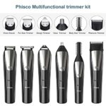 Phisco Beard Trimmer Hair Clippers, Electric Trimmer, Hair Trimmer for Men for Body Nose Ear Facial All in 1 Grooming Kit, Waterproof USB Rechargeable, Clippers Hair Use Wet & Dry