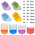 Cosyonall 8 Pcs 8 Color Guide Combs Fit for Clipper-Blade Width 38.5mm/Length 45.5mm–8 Cutting Lengths from 1/8”to 1”(3-25mm)–Great for Professional Stylists and Barbers