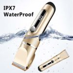 KERUITA Electric Hair Clippers for Men Quiet LED Display Cordless Rechargeable Hair Trimmers Set, IPX7 Waterproof Haircut Barber Trimmer Kit with Hairdressing Cape (Gold)