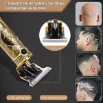 Hair Clippers Trimmer for Men,Hair Beard Body Arm Professional Electric T Blade Liners Outline Edgers Shaver 0mm Bald Zero Gap Grooming Kit LED Low Noise Cordless Rechargeable with Guide Combs(Gold)