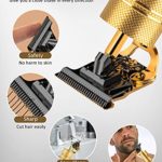 Hair Trimmer, Qhou Newest T-Blade Outline Trimmer for Men, Electric Pro Li Cordless Trimmer Zero Gapped Detail Liners for Men Barbershop Beard Shaver Rechargeable Hair Clippers with LED Display-Gold