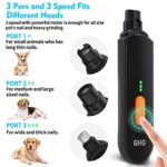 GHG Dog Nail Grinder Upgraded – Professional LED Lighting 3-Speed Rechargeable Pet Nail Trimmer with Clippers, Quiet Low Noise, Paws Grooming and Smoothing for Small Medium Large Dogs and Cats