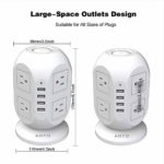 Power Strip Tower AOFO Surge Protector 8 AC Outlets with 4 USB Ports Charging Station Widely Spaced Multi Outlets with 10Ft Long Extension Cord
