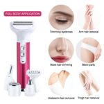 Electric Razor for Women,Body hair removal for Legs eyebrow Nose Face Bikini Area Pubic Underarms.Wet & Dry Painless Shaver Rechargeable Waterproof Multifunction Portable 5 IN 1 Changeable Trimmer Set