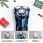 Electric Razor for Men Rotary Shaver Pop-up Beard Trimmer with LCD Display and Rechargeable Cordless Waterproof Blue