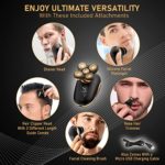 5 in 1 Electric Razor for Men and Women, USB Rechargeable and Waterproof Cordless Trimmer, Includes Rotating Bald Head Shaver, Nose Hair Trimmer, Beard Shaper, Silicone Brush, and Cleansing Brush